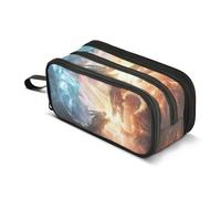 Estuche para lápices de dos dragones, gran capacidad, para niños y niñas, 3 compartimentos, organizador de papelería, estuche para escuela, oficina, trabajo, Two Dragon Fighting, Talla única, Maletín