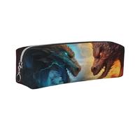 Estuche para lápices de dragón para niños y niñas, estuche de piel de fantasía para escuela, oficina, viajes, organizador portátil de papelería, bolsa de maquillaje, Cremallera plateada, Neceser