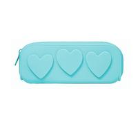 Estuche para lápices de estudiantes, bolsa de silicona simple, bolsa de almacenamiento de maquillaje, estuche portátil para artistas, estudiantes, oficina, Blue, 17.5x5x7.5cm