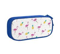 Estuche para lápices de flamenco y piña con cremallera, caja azul de gran capacidad para escuela, oficina y viajes, Blue, Talla única, Organizador de bolsas