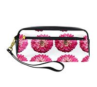 Estuche para lápices de flores de margaritas reales en acuarela rosa bolsa de piel sintética con cremallera para niños y niñas, suministros escolares y de oficina