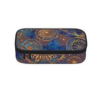 Estuche para lápices de flores de mariposa azul en flor de gran capacidad, bolsa de papelería de oficina, bolsa de cosméticos con compartimentos para niñas, niños y adultos, mandala de cielo estrellado, talla única