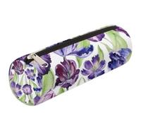Estuche para lápices de flores de tulipán para adultos, estudiantes y niñas, bolsa de lápices simple de flores púrpuras, organizador de almacenamiento de oficina, bolsa de cosméticos, Tulip Flower, 8