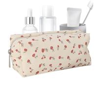 Estuche para lápices de flores, estuche para lápices de cereza, bolsa de cosméticos de viaje, organizador de almacenamiento de maquillaje multifuncional, bolsa de viaje para cosméticos, fácil de usar,