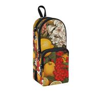 Estuche para lápices de flores y limones, gran capacidad, con compartimento, para estudiantes, escuela, oficina, trabajo, Flor de limón, Talla única, Maletín