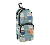 Estuche para lápices de gatos blancos y grises, gran capacidad, con compartimento, para estudiantes, escuela, escuela, oficina, trabajo, Gatos blancos y grises, Talla única, Maletín