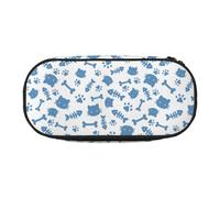 Estuche para lápices de Gran Capacidad, Almacenamiento Duradero de 22 cm, patrón de Gato y niño, Huellas de Animales de Pata Azul