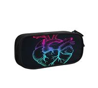 Estuche para lápices de gran capacidad, bolsa anatómica con gráficos de corazón, bolsa para lápices de oficina, organizador de papelería para niñas, color, 5.0cm*10.5cm*20.5cm, Estuche para lápices