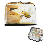 Estuche para lápices de gran capacidad, bolsa de maquillaje, extensible, para niños, jardín de infantes, abeja, buena suerte, coleccionar miel
