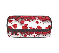 Estuche para lápices de gran capacidad, bolsa de tela Oxford duradera para suministros escolares y de oficina, estampado de leopardo a rayas, Pétalos de rosa roja, Talla única, Organizador de bolsas