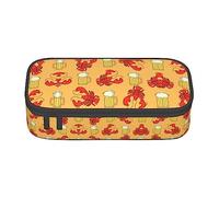 Estuche para lápices de gran capacidad, bolsa de tela Oxford duradera para suministros escolares y de oficina, impresión de gallina asada, Patrón de cerveza y cangrejo, Talla única, Organizador de