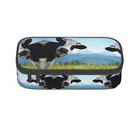 Estuche para lápices de gran capacidad, bolsa de tela Oxford duradera para suministros escolares y de oficina, colorido estampado de cupcakes de feliz cumpleaños, Linda vaca., Talla única, Organizador