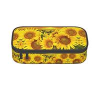 Estuche para lápices de gran capacidad, bolsa de tela Oxford duradera para suministros escolares y de oficina, estampado de dinosaurios de dibujos animados, Campo de girasol, Talla única, Organizador