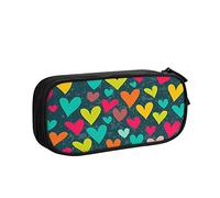Estuche para lápices de gran capacidad, bolsa para lápices de colores, diseño de corazones de amor, organizador de bolígrafos de oficina, bolsa de papelería para niñas, niños y adultos, D10278