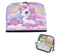 Estuche para lápices de gran capacidad, bolsa simple multiusos para adultos, unicornios morados elementales