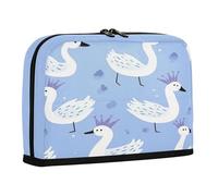 Estuche para lápices de gran capacidad, con cremallera, para profesores, escuela preparada, corona de cisne, azul, dibujos animados