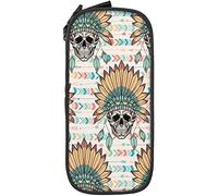 Estuche para lápices de gran capacidad con diseño de calavera, tribu jefe, beige, estuche para lápices para escuela media/secundaria, oficina, universidad, niña adulta, color, 5.0cm*10.5cm*20.5cm, Estuche para lápices