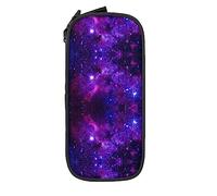 Estuche para lápices de gran capacidad con estampado de galaxia púrpura y azul, bolsa de lápices de tela Oxford, bolsa doble grande para lápices, #122, 21x10.5x5cm