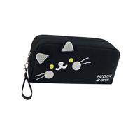 Estuche para lápices de gran capacidad de 22 x 10 cm, con múltiples capas, bolsa para lápices, bolsa de cosméticos de viaje para oficina, escuela, Black