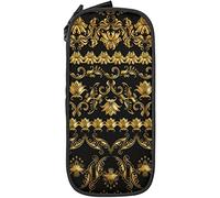 Estuche para lápices de gran capacidad, diseño barroco, diseño floral, horizontal, dorado, para oficina de escuela media/secundaria, color, 5.0cm*10.5cm*20.5cm, Estuche para lápices