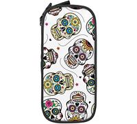 Estuche para lápices de gran capacidad, diseño de calavera de la muerte, textura floral, caja blanca para lápices para escuela media/secundaria, oficina, universidad ADU, color, 5.0cm*10.5cm*20.5cm, Estuche para lápices