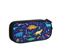 Estuche para lápices de gran capacidad, diseño de dinosaurios de dibujos animados, 6 lápices, organizador de bolígrafos, bolsa de papelería para niñas, niños y adultos