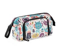 Estuche para lápices de gran capacidad, diseño de monstruos de dibujos animados, bolsa de papelería, escuela, universidad, oficina, organizador para adolescentes, adultos y estudiantes, Monstruos de