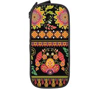 Estuche para lápices de gran capacidad, diseño étnico, floral, a rayas, negro, para oficina de escuela media/secundaria, color, 5.0cm*10.5cm*20.5cm, Estuche para lápices