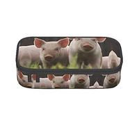 Estuche para lápices de gran capacidad, estuche de tela Oxford duradera para suministros escolares y de oficina, estampado de animales de cabra, Lindo cerdo., Talla única, Organizador de bolsas