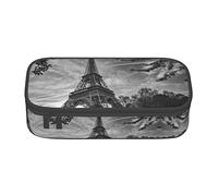 Estuche para lápices de gran capacidad, estuche de tela Oxford duradera para suministros escolares y de oficina, estampado de flores de lirio morado, Patrón de la Torre Eiffel, Talla única,
