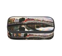Estuche para lápices de gran capacidad, estuche de tela Oxford duradera para suministros escolares y de oficina, estampado de calabaza otoñal, Dublín Irlanda Ha Penny Bridge River, Talla única, Bolsa
