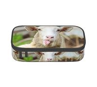 Estuche para lápices de gran capacidad, estuche de tela Oxford duradera para suministros escolares y de oficina, estampado de jirafa, Divertida lengua de oveja traviesa lindo animal, Talla única,