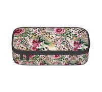 Estuche para lápices de gran capacidad, estuche de tela Oxford duradera para suministros escolares y de oficina, estampado de elefante azteca, Animal Tiger Leopard Print Rose Flower, Talla única,
