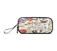 Estuche para lápices de gran capacidad, estuche para enfermera, cosméticos, multifuncional, flores, orquídeas, claveles, mariposas