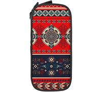 Estuche para lápices de gran capacidad étnico ornamental floral floral a rayas rojo caja de lápices bolsa para bolígrafos para escuela media/secundaria oficina C, color, 5.0cm*10.5cm*20.5cm, Estuche