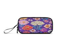 Estuche para lápices de gran capacidad para adolescentes y niños, estuche universitario con asa, flores, orquídeas, peonías, claveles