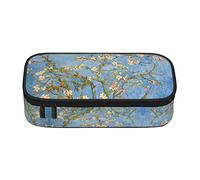 Estuche para lápices de gran capacidad para niñas, niños, adultos, mujeres, organizador escolar, almendro floreciente, estampado de Van Gogh, caja de lápices de doble capa con cremallera