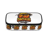 Estuche para lápices de gran capacidad para niñas, niños, adultos, mujeres, organizador escolar, dinosaurios, impresión mundial, caja de lápices de doble capa con cremallera
