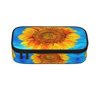 Estuche para lápices de gran capacidad para niñas, niños, adultos, mujeres, organizador escolar, estampado de girasol, Van Gogh, caja de lápices de doble capa con cremallera
