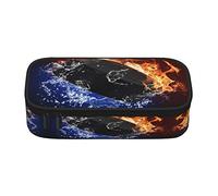 Estuche para lápices de gran capacidad para niñas, niños, adultos, mujeres, organizador escolar, hockey, disco de fuego, impresión de agua, caja de lápices de doble capa con cremallera