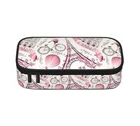 Estuche para lápices de gran capacidad para niñas, niños, adultos, mujeres, organizador escolar, viajes románticos en París, caja de lápices de doble capa con cremallera