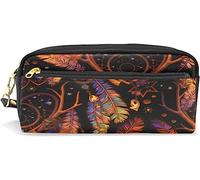 Estuche para lápices de gran capacidad para niñas y niños, atrapasueños, estilo tribal bohemio, bolsas de maquillaje de cuero con compartimento con cremallera, organizador escolar, bolsa de papelería