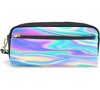 Estuche para lápices de gran capacidad para niñas y niños, bolsa de lápices holográfica de arco iris, degradado con espiral, teñido anudado, bolsas de maquillaje con compartimento con cremallera, organizador escolar y bolsa de papelería
