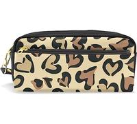 Estuche para lápices de gran capacidad para niñas y niños, bolsa de maquillaje de piel de guepardo con compartimento con cremallera, organizador escolar y bolsa de papelería