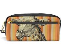 Estuche para lápices de gran capacidad para niñas y niños, bonito estuche de piel con diseño de jirafa, bosque de animales, bolsas de maquillaje con compartimento para cremalleras, organizador escolar, bolsa de papelería