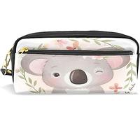 Estuche para lápices de gran capacidad para niñas y niños, bonito estuche de piel con diseño de oso koala, bolsa de maquillaje con compartimento con cremallera, organizador escolar y bolsa de papelería