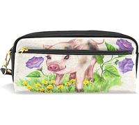 Estuche para lápices de gran capacidad para niñas y niños, bonito estuche de piel de cerdo pequeño, bolsas de maquillaje con compartimento con cremallera, organizador escolar y bolsa de papelería
