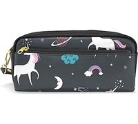 Estuche para lápices de gran capacidad para niñas y niños, bonito estuche de piel de unicornio blanco arco iris, bolsas de maquillaje con compartimento con cremallera, organizador escolar bolsa de papelería