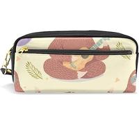 Estuche para lápices de gran capacidad para niñas y niños, bonito perezoso, hojas tropicales, flores, bolsas de maquillaje de cuero con compartimento con cremallera, organizador escolar, bolsa de papelería