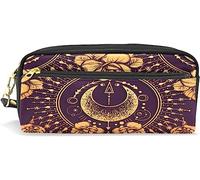 Estuche para lápices de gran capacidad para niñas y niños, con constelación bohemia, zodiacal, piel dorada, bolsas de maquillaje con compartimento para cremalleras, organizador escolar, bolsa de papelería